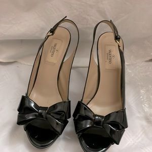 Valentino Patent Leather Sling-backs with Bow (Authentic)